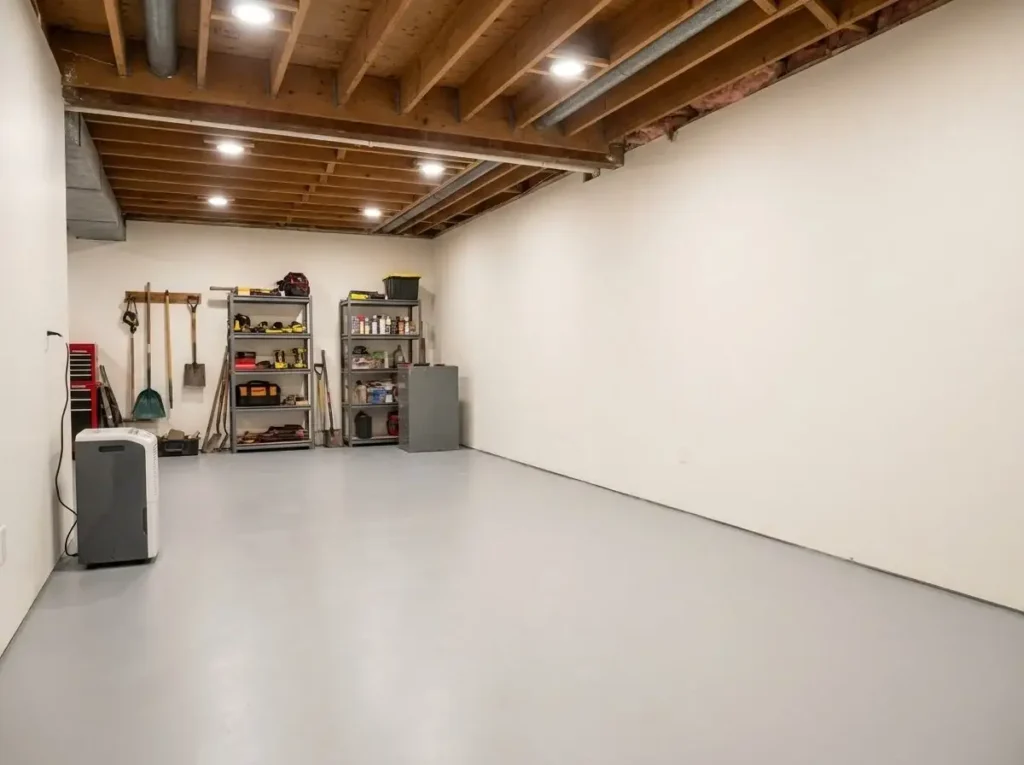 Cleaned and restored garage or storage space after water damage removal