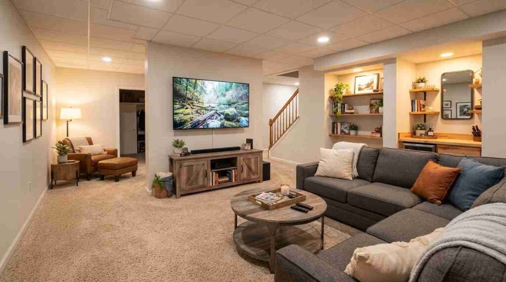 Renovated basement living space
