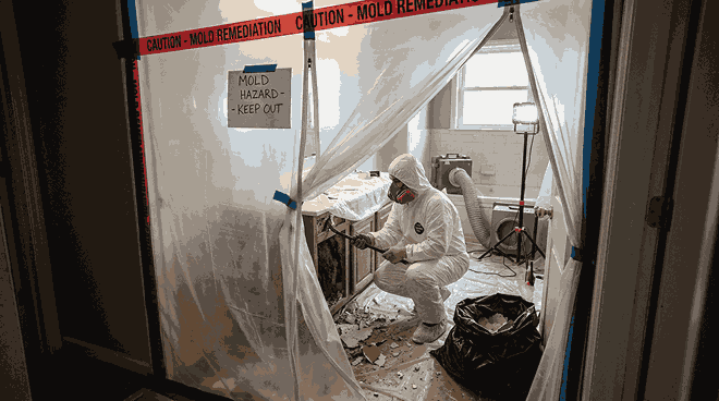 Mold remediation in a bathroom in Everett, WA