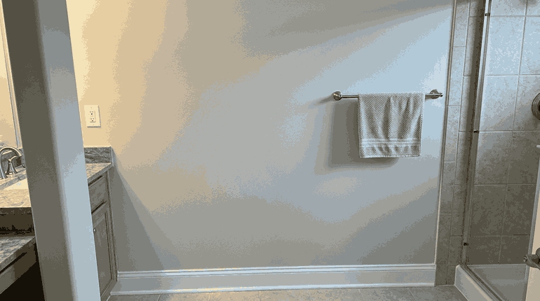 fter mold removal A fully restored bathroom wall that was previously covered in mold